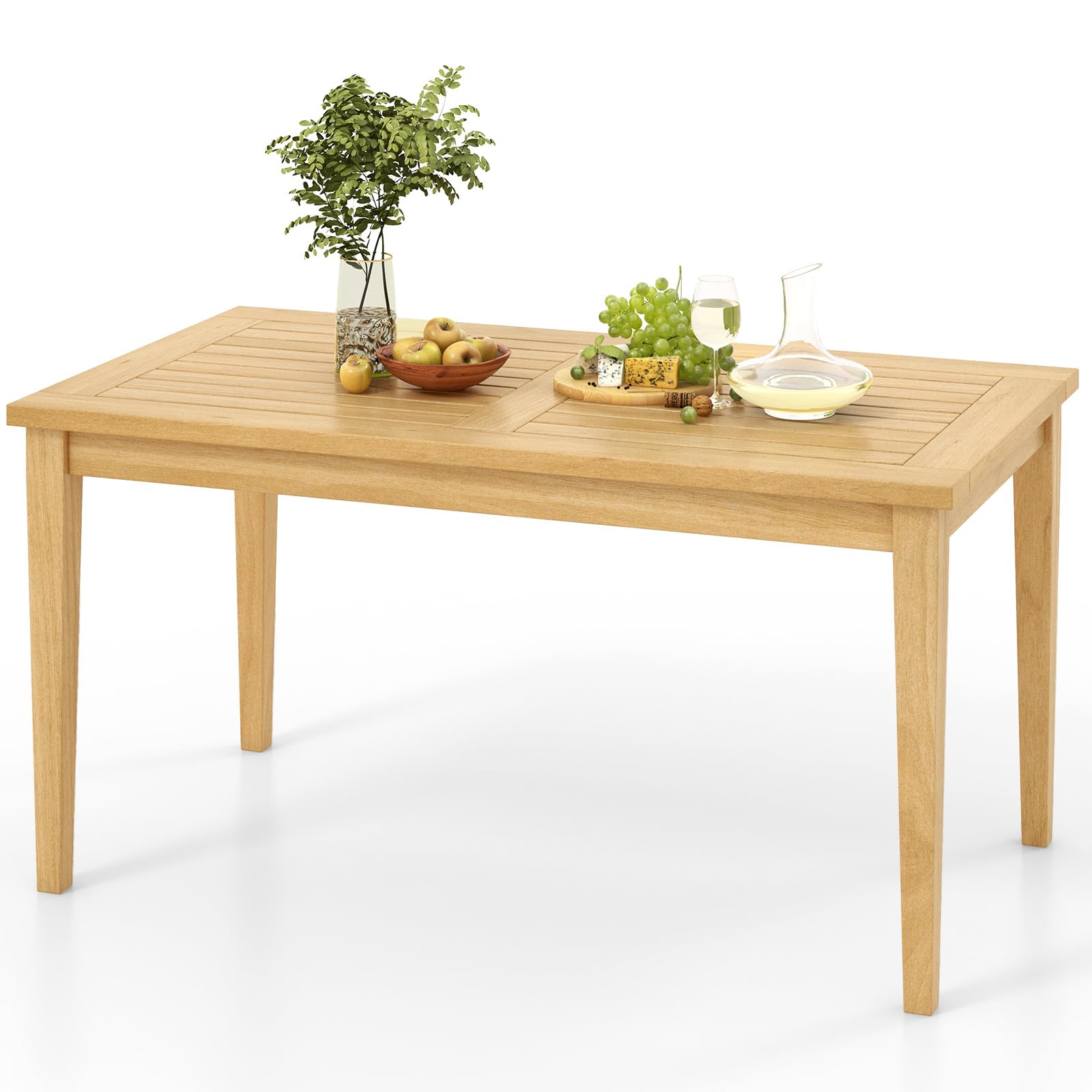 Table basse d'extérieur Tangkula en bois de teck, table d'appoint de terrasse en bois massif de qualité supérieure avec plateau à lattes